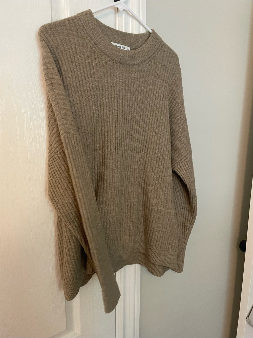 Abercrombie & Fitch Ribbed Crewneck Sweater - Taupe Brown
